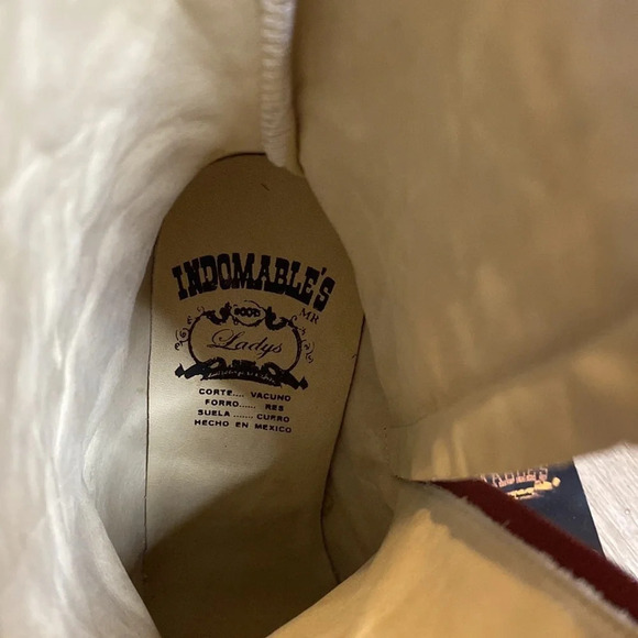 Indomables Women’s Leather Heeled Cowboy Boots size 7 stitched floral design - Picture 12 of 16